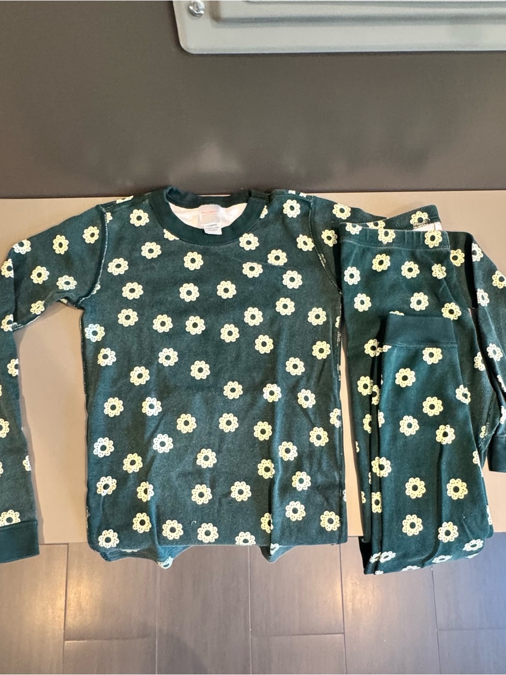 Hanna Andersson Dark Green Floral Print Matching Pajama Set – Size 14/16